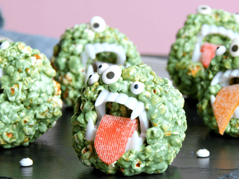 3 Spooky Halloween Recipes: Monster Popcorn Balls