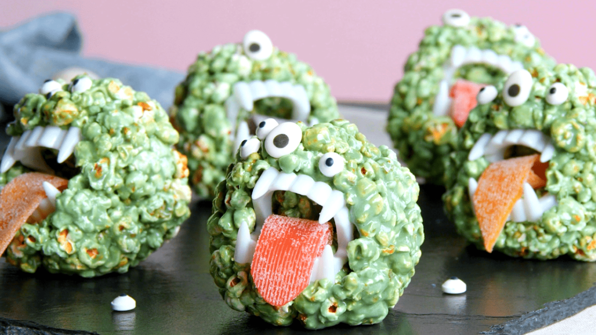 3 Spooky Halloween Recipes: Monster Popcorn Balls