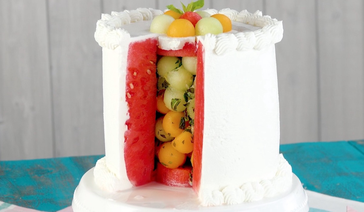 Melon-Stuffed No-Bake Cake