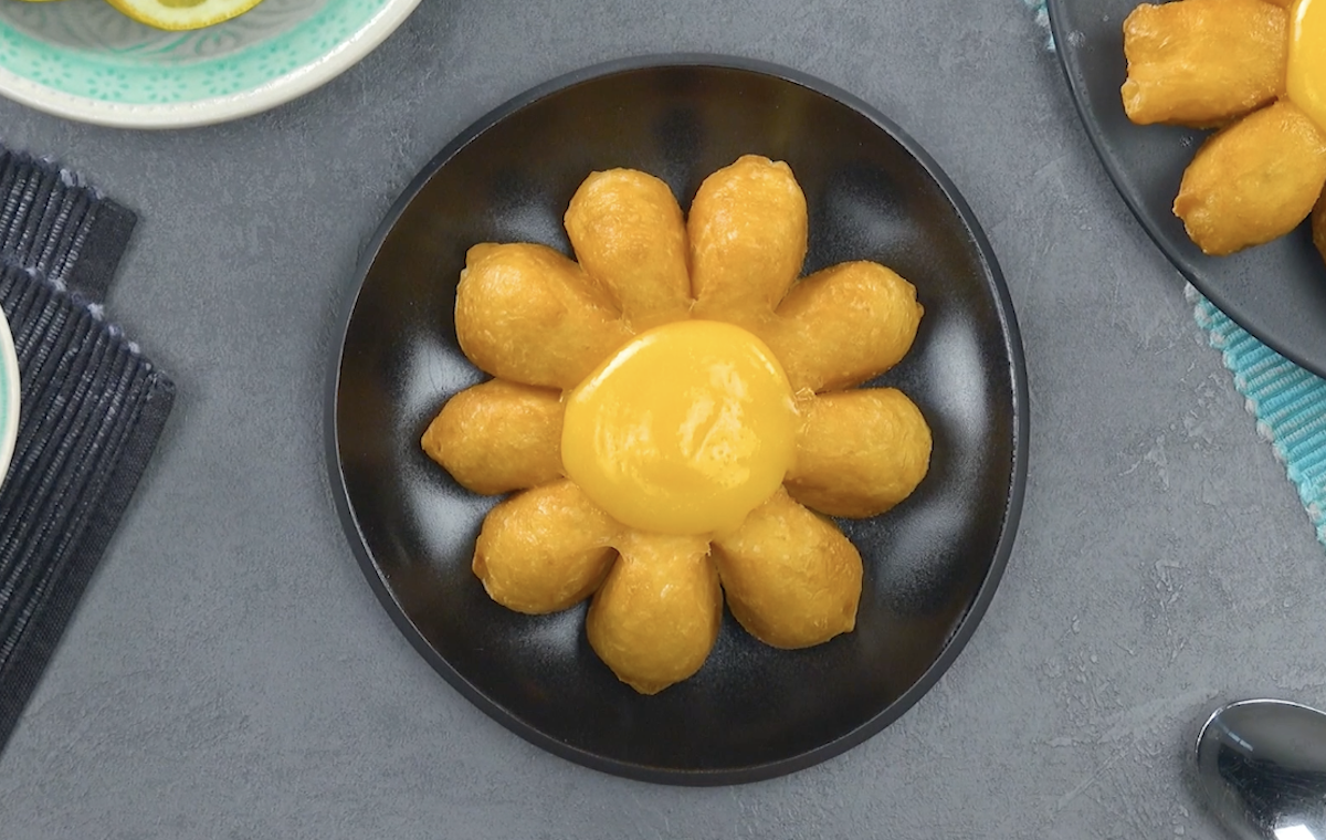 Flower Fried Dough With Homemade Lemon Curd