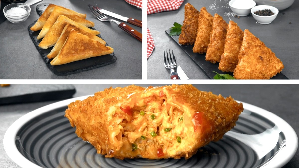 3 Stuffed & Fried Snacks: Buffalo Fried Chicken Triangles