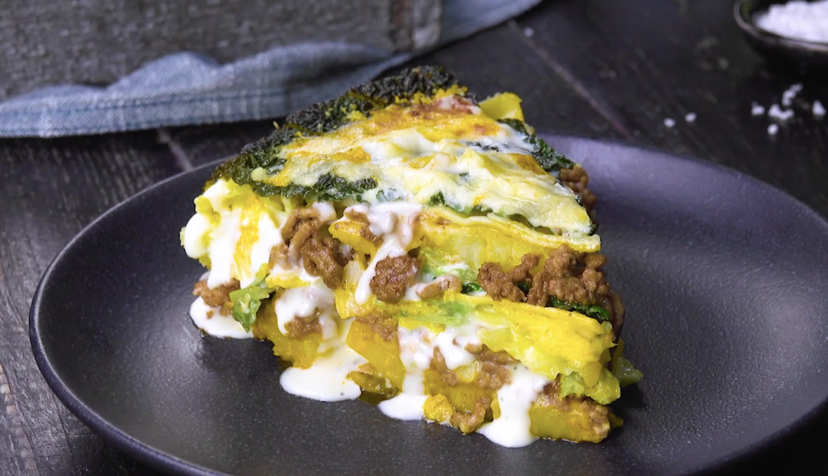 Savoy Cabbage Lasagna Casserole With Ground Beef & Béchamel Sauce