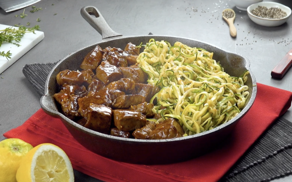 Marinated Steak Bites & Zoodles