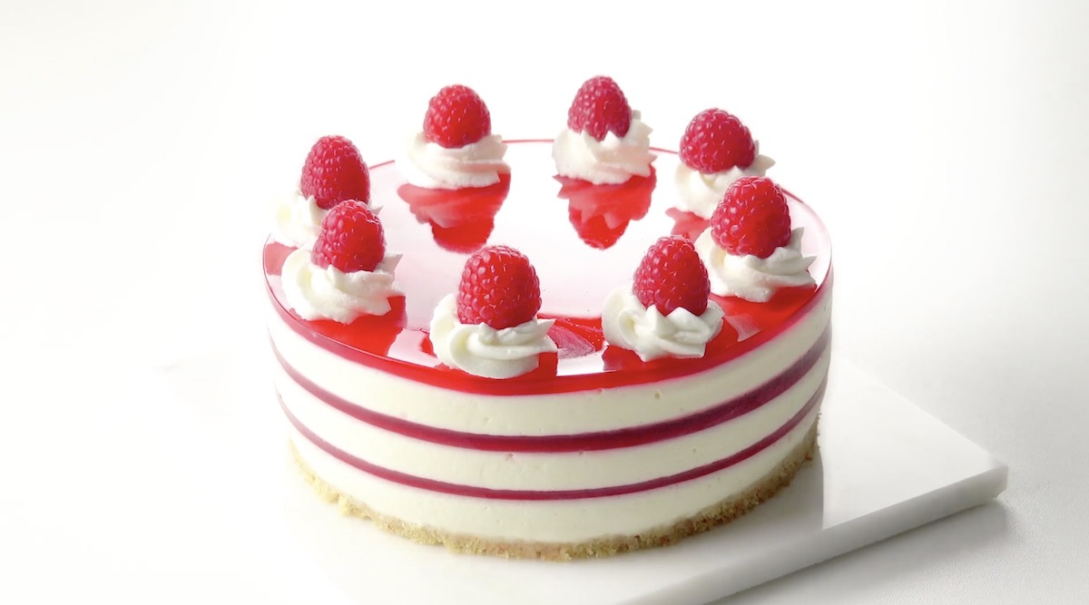 Triple Layer Raspberry Jello Cake