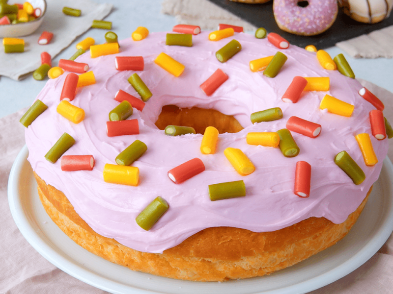 XXL Donut Stuffed With Peanut Butter, Jelly, And Marshmallows