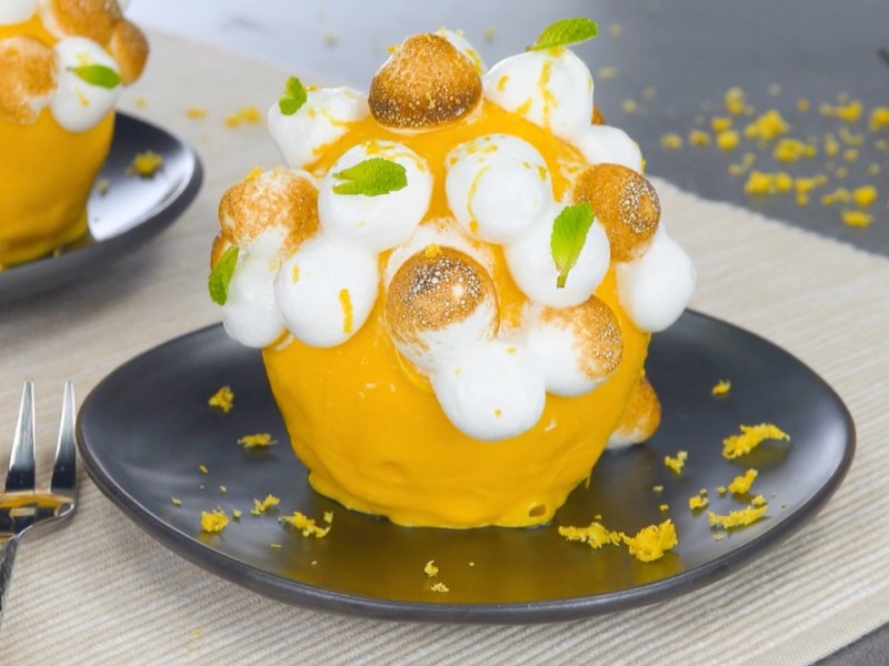 Lemon Mousse Bombs With Homemade Lemon Curd