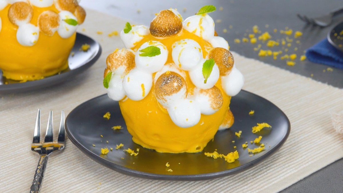 Lemon Mousse Bombs With Homemade Lemon Curd