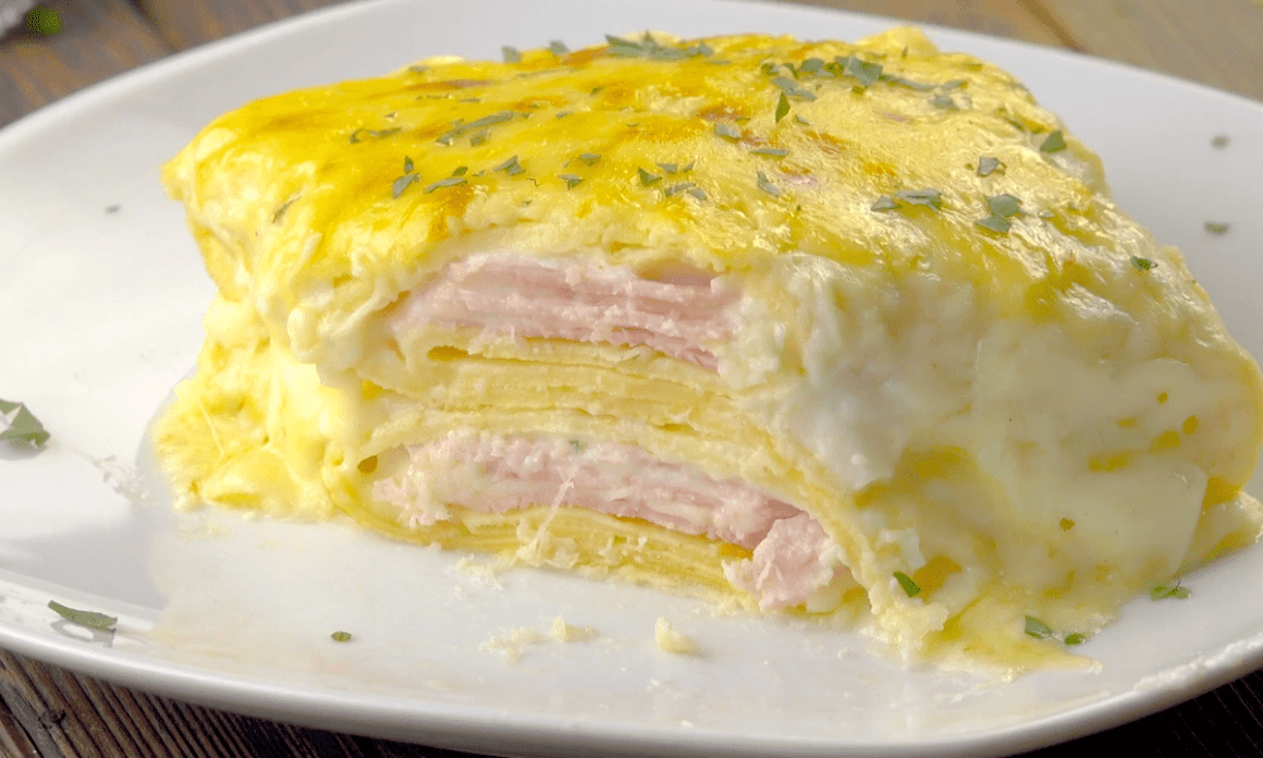 Ham & Cheese Crepe Casserole