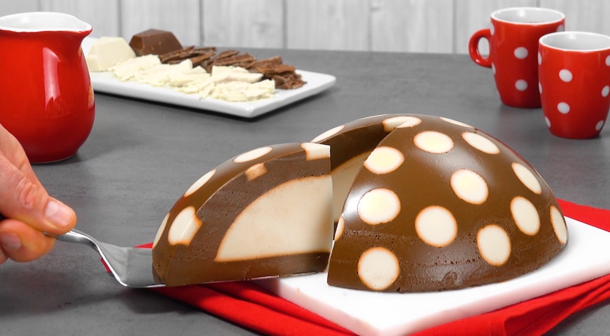 Dark & White Chocolate Polka Dot Pudding Dome