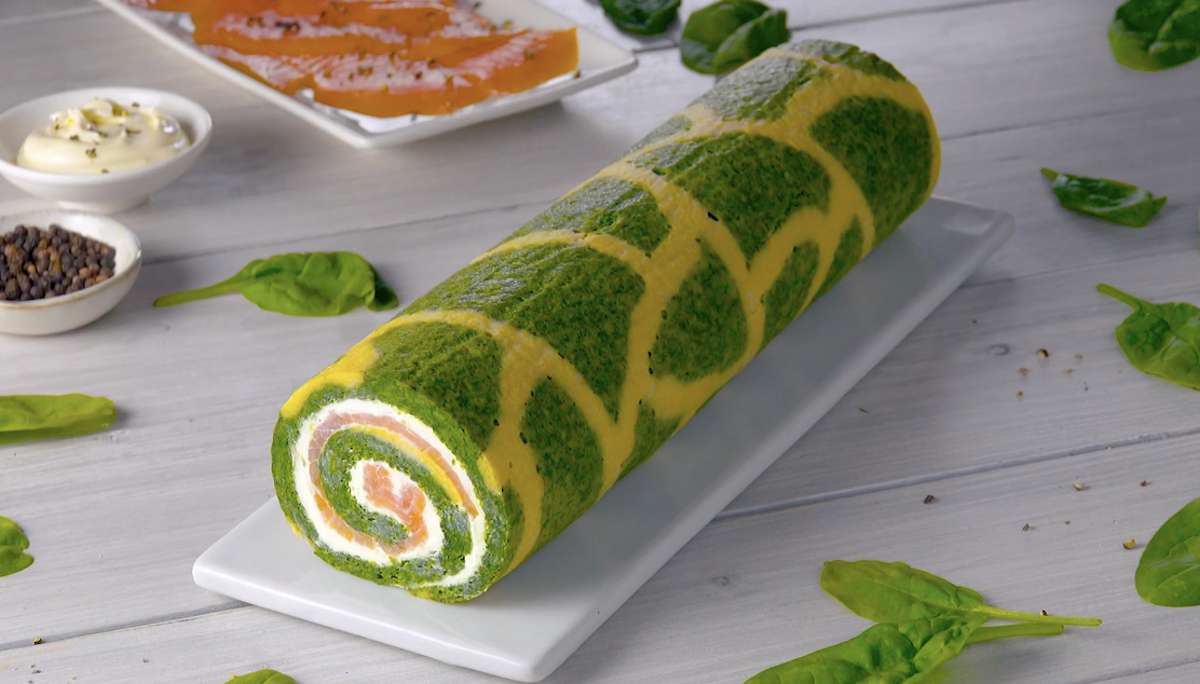 Patterned Salmon & Spinach Roll