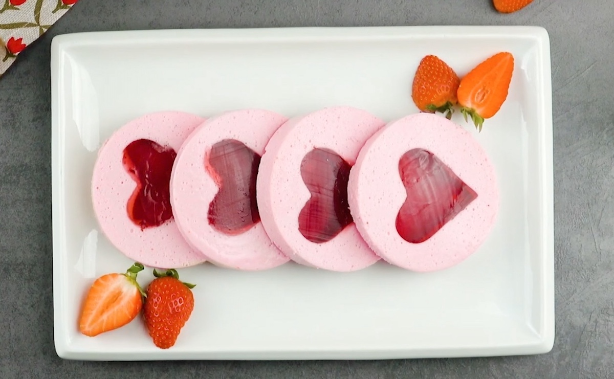 Strawberry Jello Heart Dessert Roll