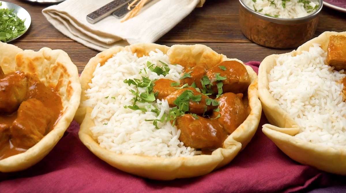 Chicken Curry Naan Bowls