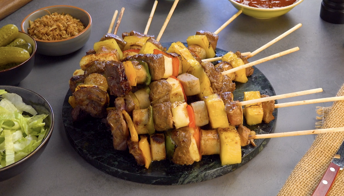 Meat, Vegetable & Pineapple Shish Kabob