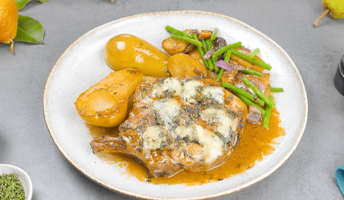 Flaming Honey Bourbon Pork Steaks