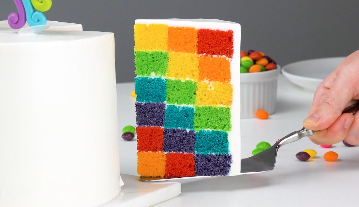 Rainbow Checkerboard Cake