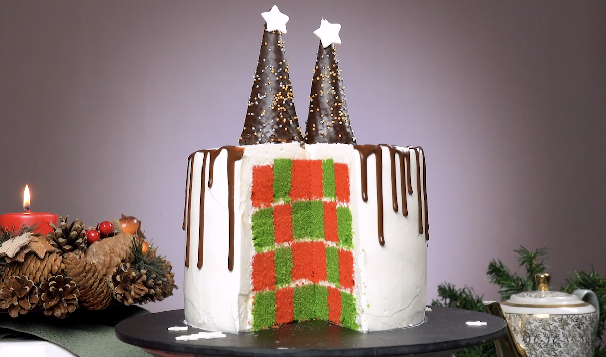 Christmas Checkerboard Cake