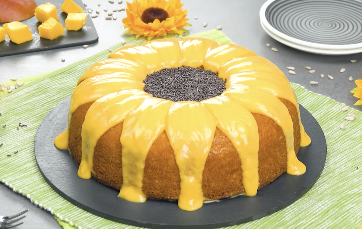 Sunflower Cake With Brazilian Fudge Brigadeiros & Mango Cream Frosting