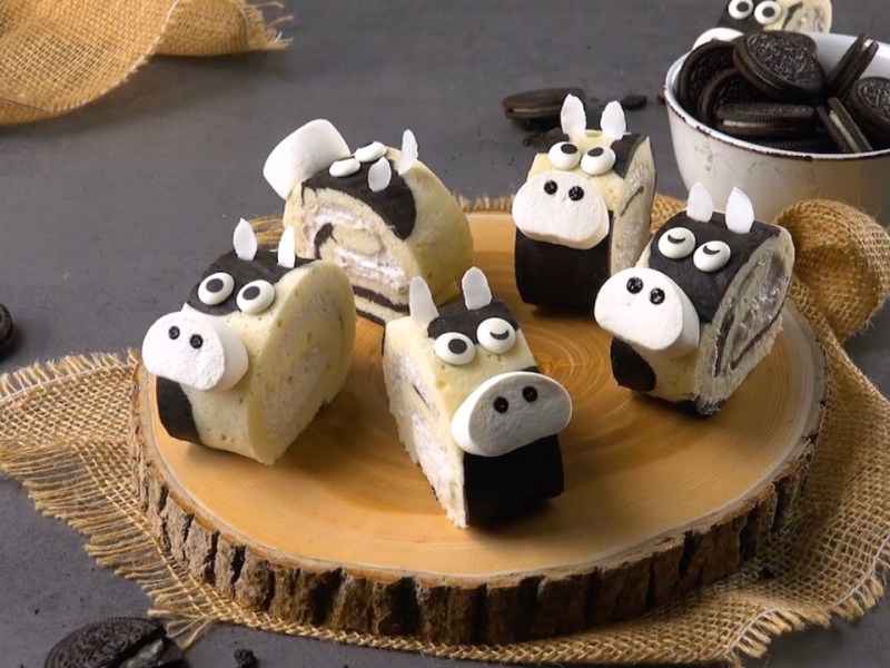 Spotted Chocolate Cow Cake Rolls