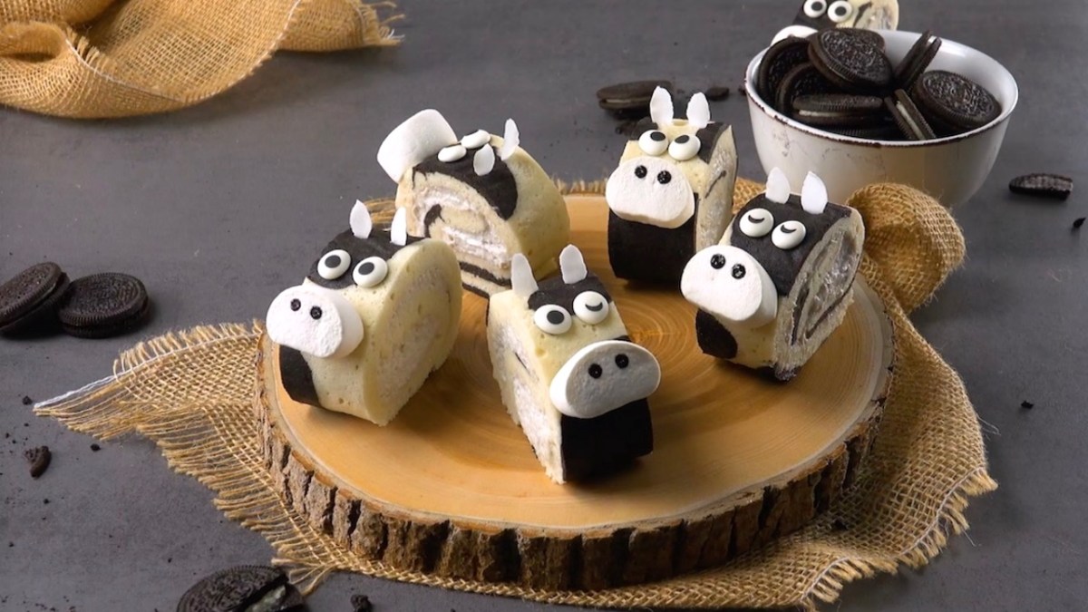 Spotted Chocolate Cow Cake Rolls