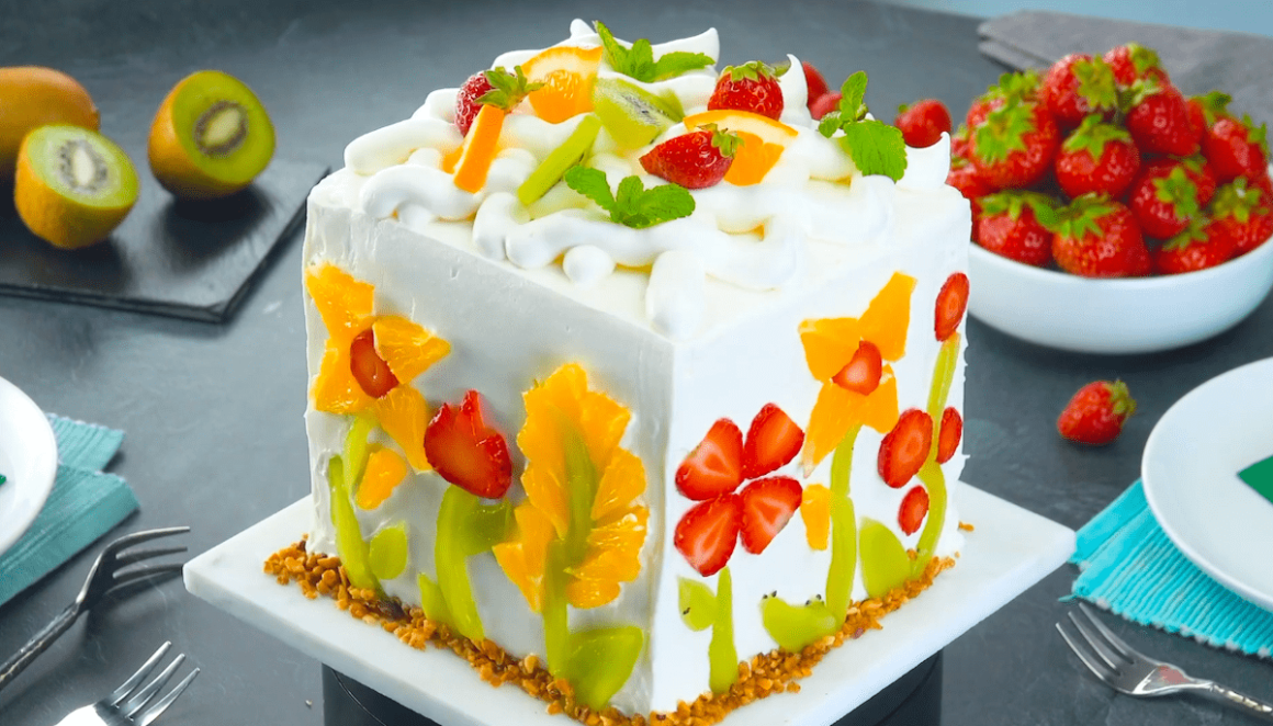 Layered Fruit Flower Cake