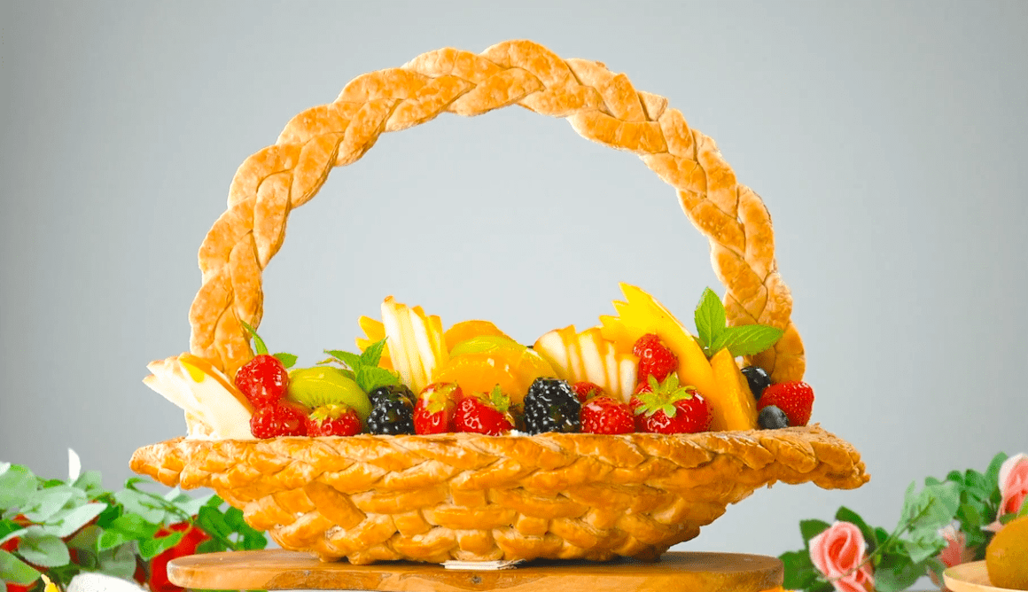 Puff Pastry Basket Filled With Fresh Fruit & Mascarpone Cream